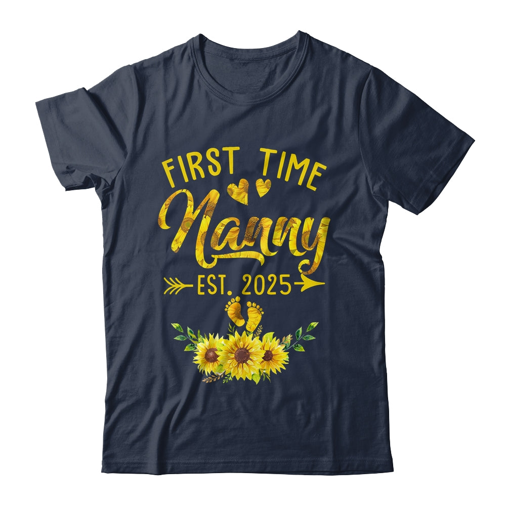 First Time Nanny Est 2025 Sunflower Promoted To Nanny Shirt & Tank Top | teecentury