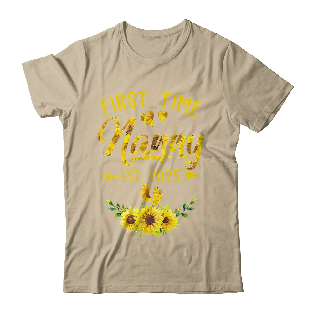 First Time Nanny Est 2025 Sunflower Promoted To Nanny Shirt & Tank Top | teecentury