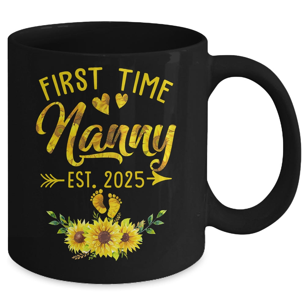 First Time Nanny Est 2025 Sunflower Promoted To Nanny Mug | teecentury