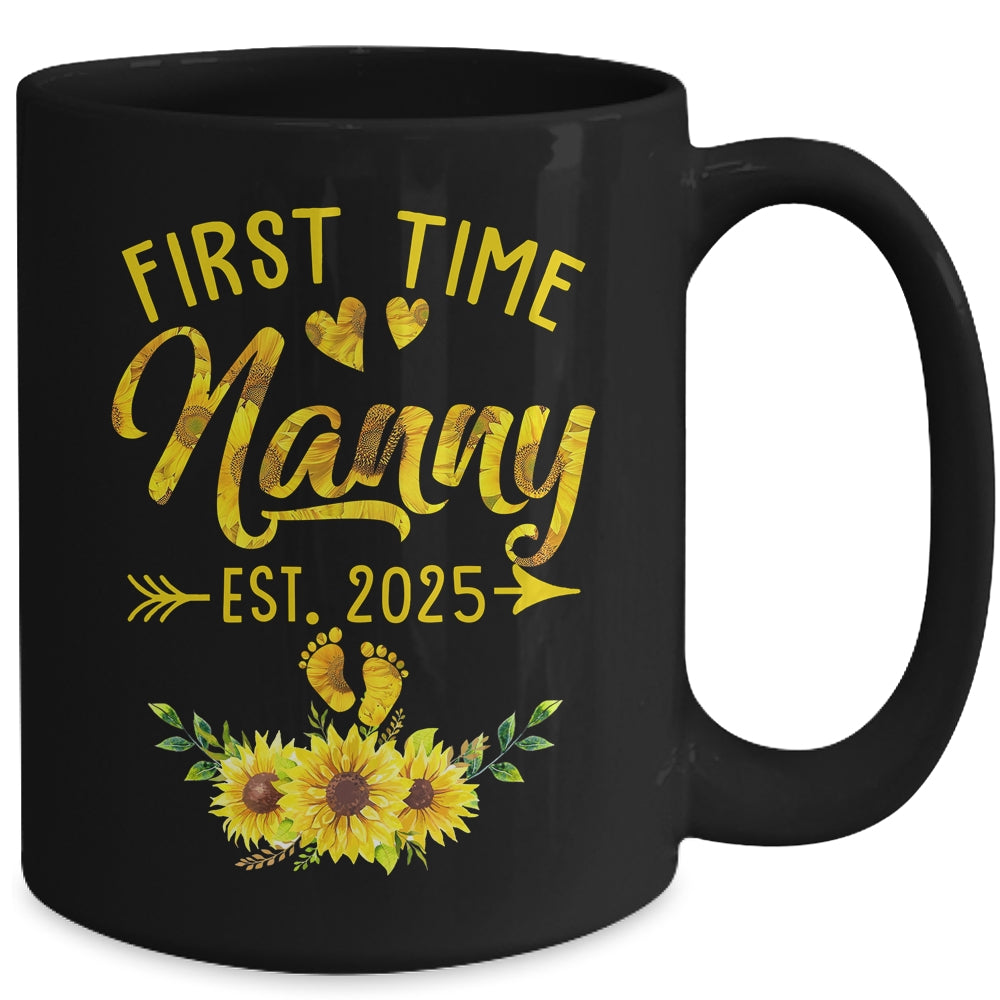 First Time Nanny Est 2025 Sunflower Promoted To Nanny Mug | teecentury
