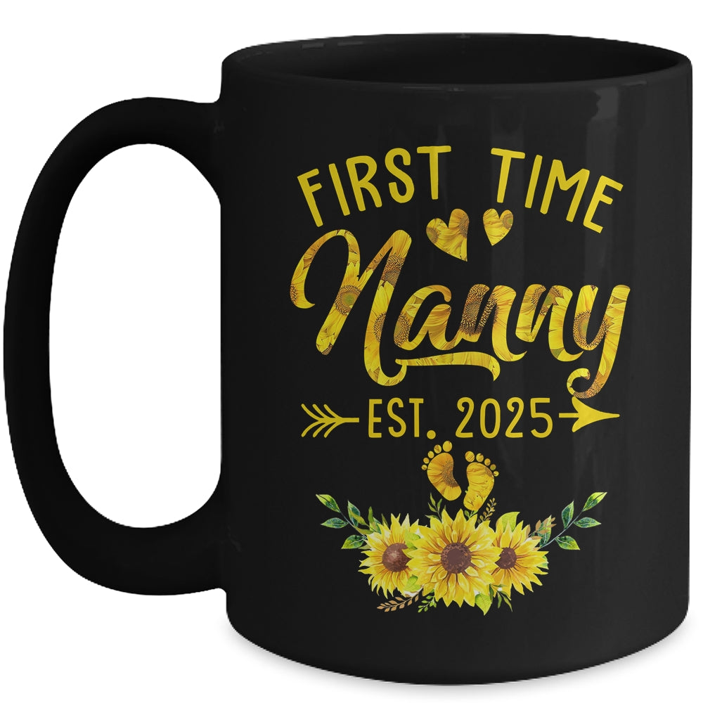 First Time Nanny Est 2025 Sunflower Promoted To Nanny Mug | teecentury