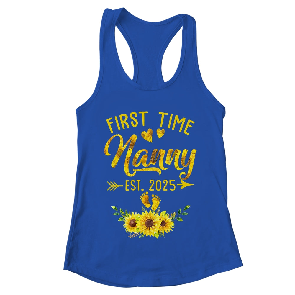 First Time Nanny Est 2025 Sunflower Promoted To Nanny Shirt & Tank Top | teecentury