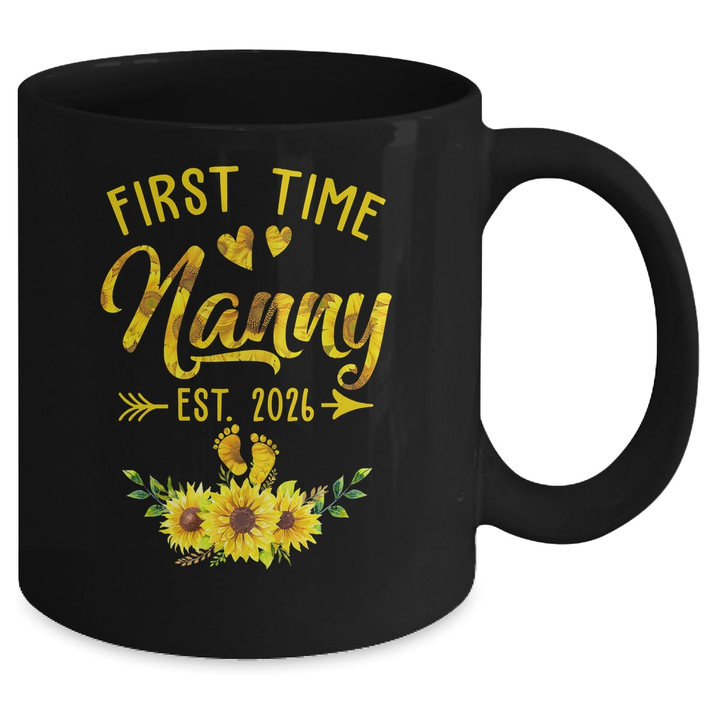 First Time Nanny Est 2026 Sunflower Promoted To Nanny Mug | teecentury