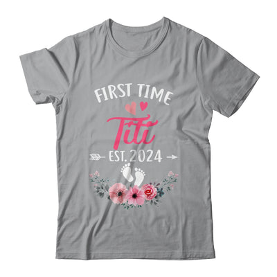 First Time Titi Promoted To Titi Est 2024 Mothers Day Shirt & Tank Top | teecentury