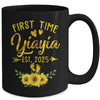 First Time Yiayia Est 2025 Sunflower Promoted To Yiayia Mug | teecentury