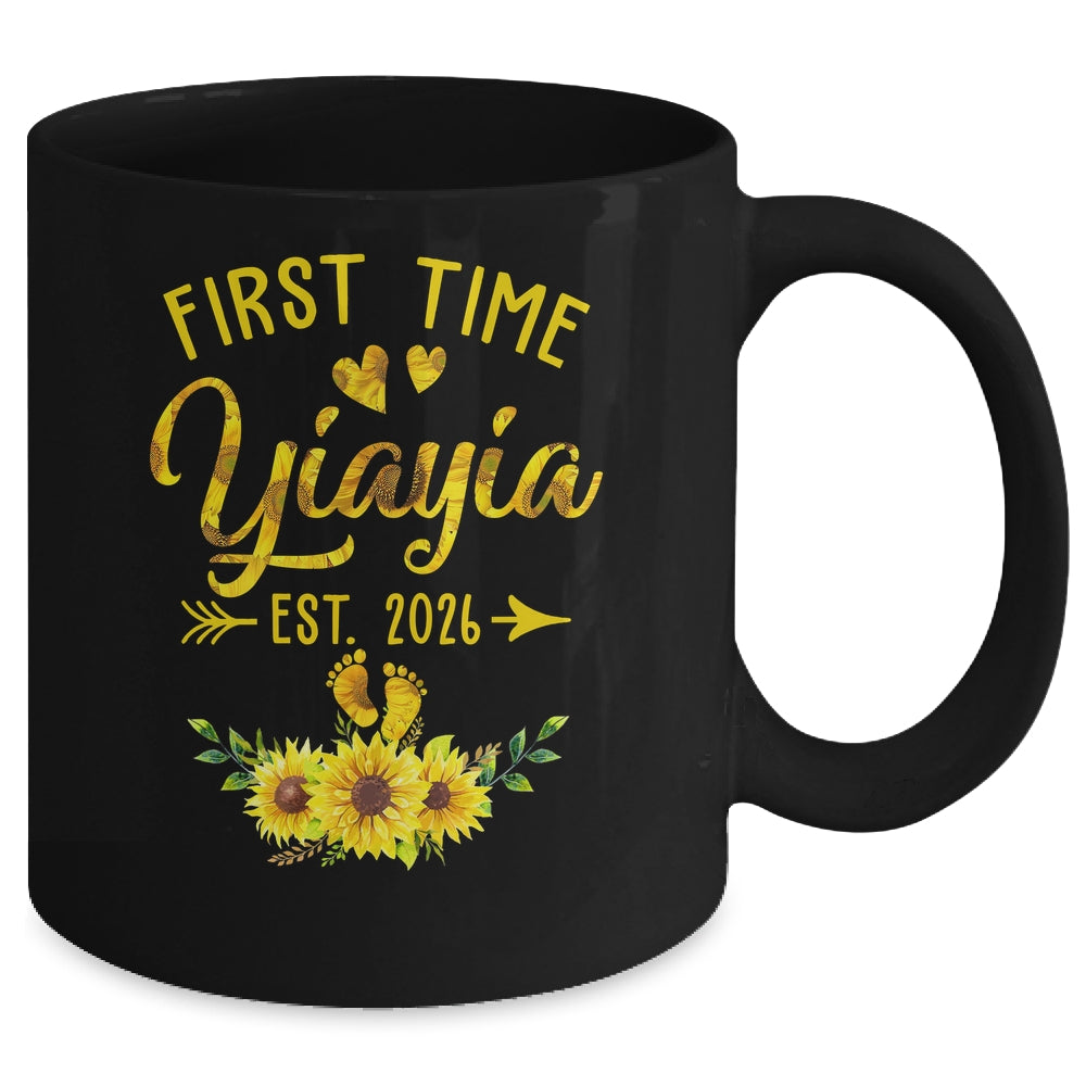 First Time Yiayia Est 2026 Sunflower Promoted To Yiayia Mug | teecentury