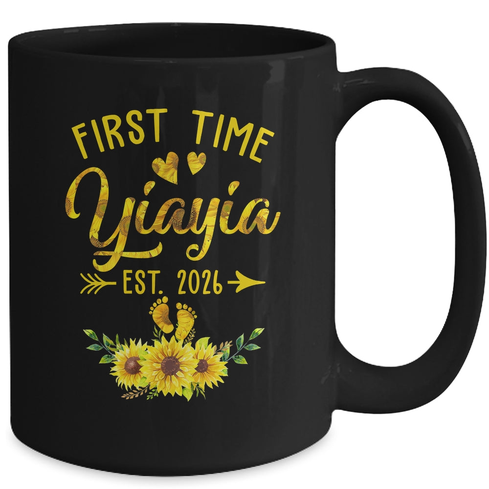 First Time Yiayia Est 2026 Sunflower Promoted To Yiayia Mug | teecentury
