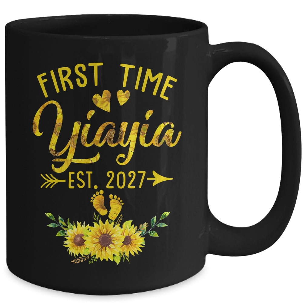 First Time Yiayia Est 2027 Sunflower Promoted To Yiayia Mug | teecentury