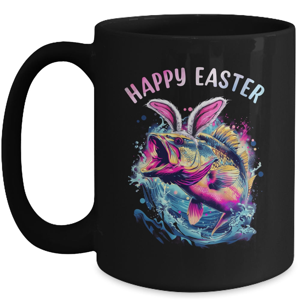 Fisherman Bunny Ears Funny Fish Easter Holiday Eggs Fishing Mug | teecentury