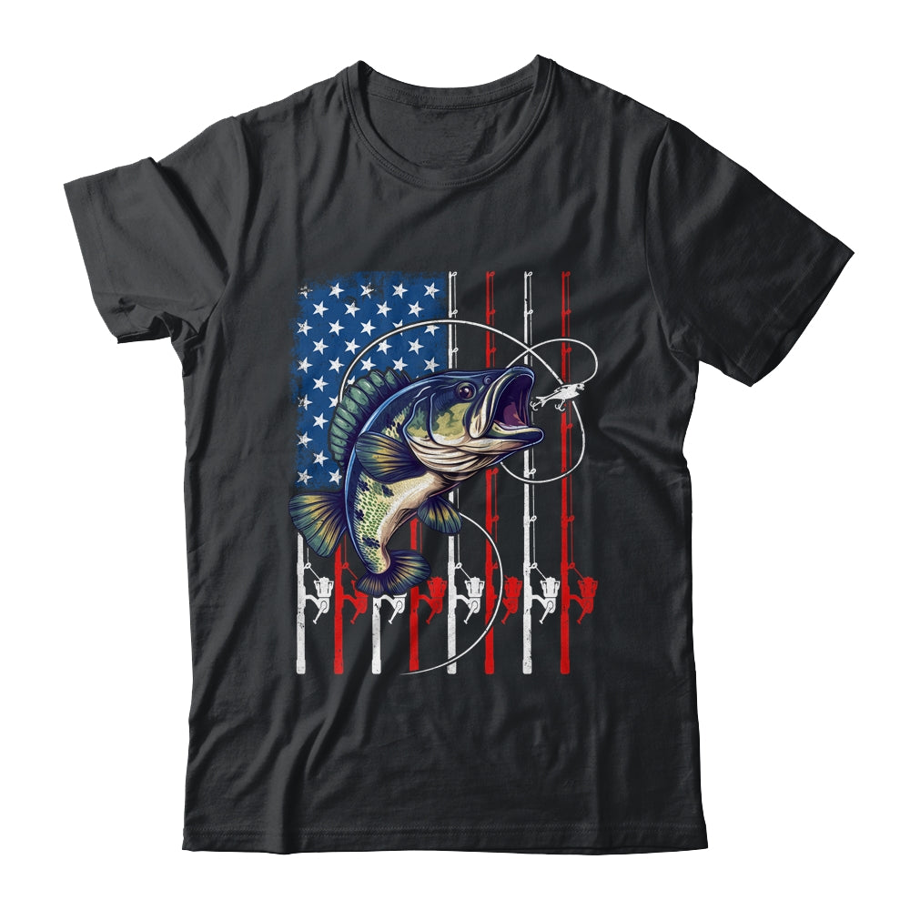 Fishing Art For Men Women American Flag USA Fishing Lover Shirt & Hoodie | teecentury
