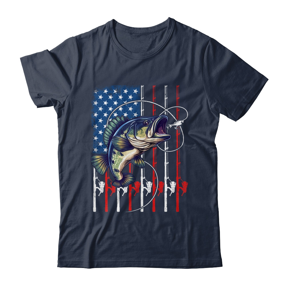 Fishing Art For Men Women American Flag USA Fishing Lover Shirt & Hoodie | teecentury