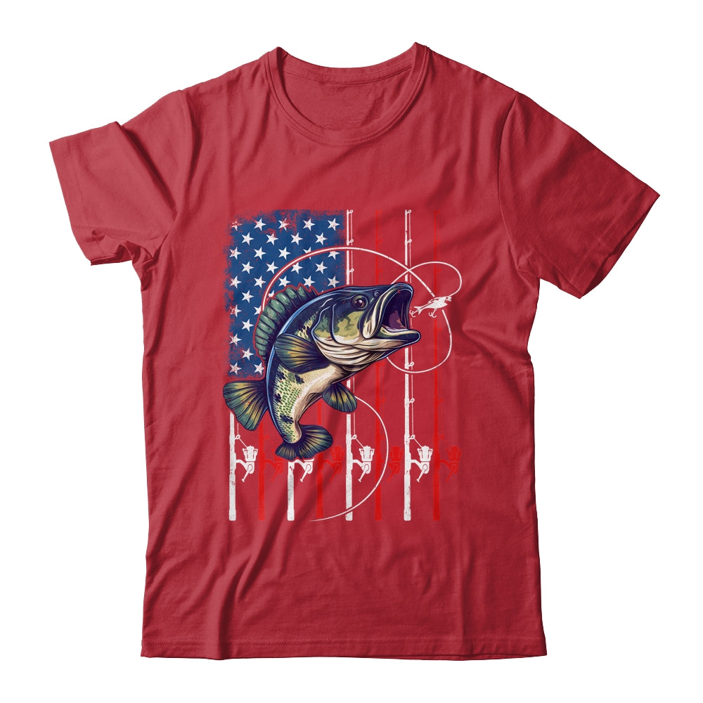 Fishing Art For Men Women American Flag USA Fishing Lover Shirt & Hoodie | teecentury