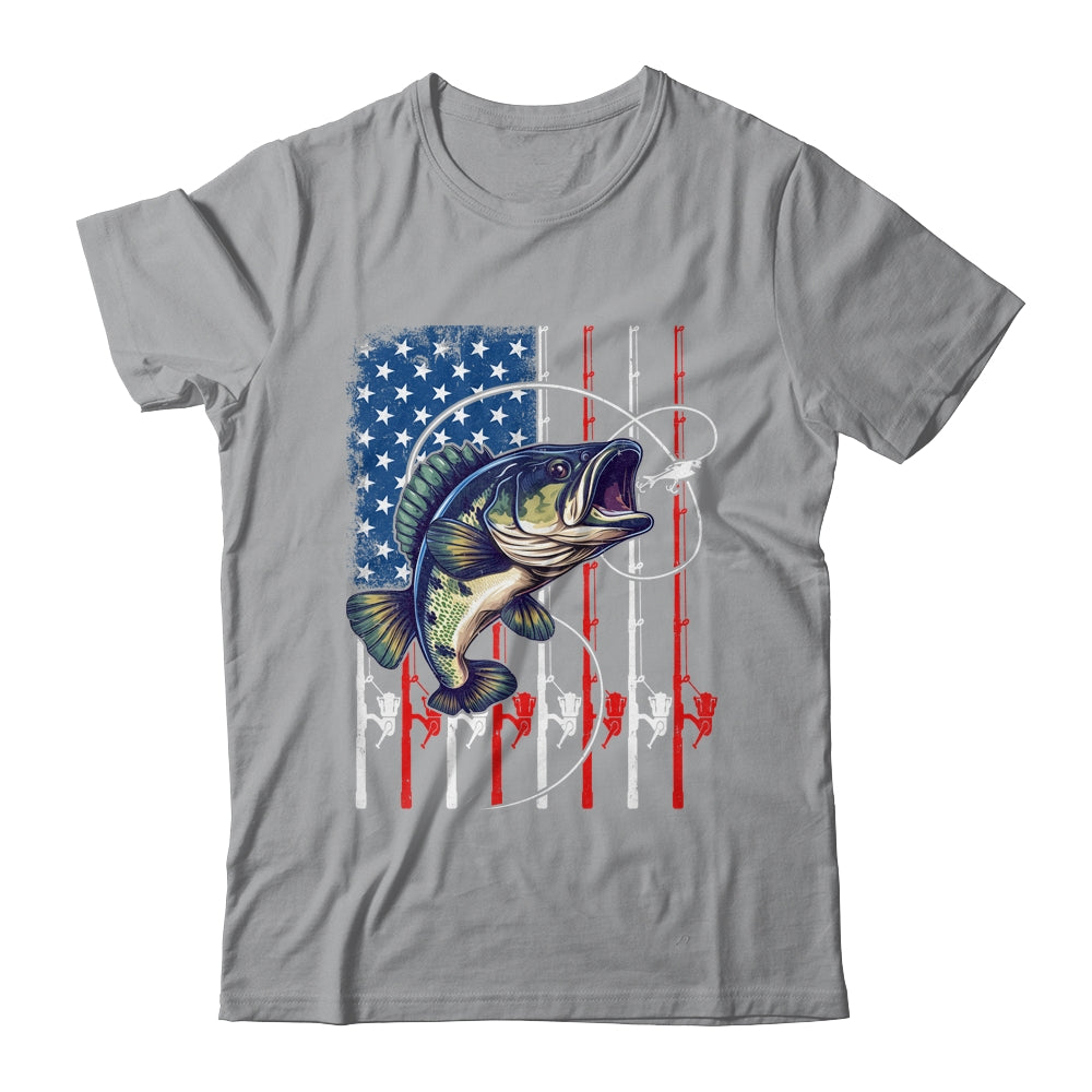 Fishing Art For Men Women American Flag USA Fishing Lover Shirt & Hoodie | teecentury