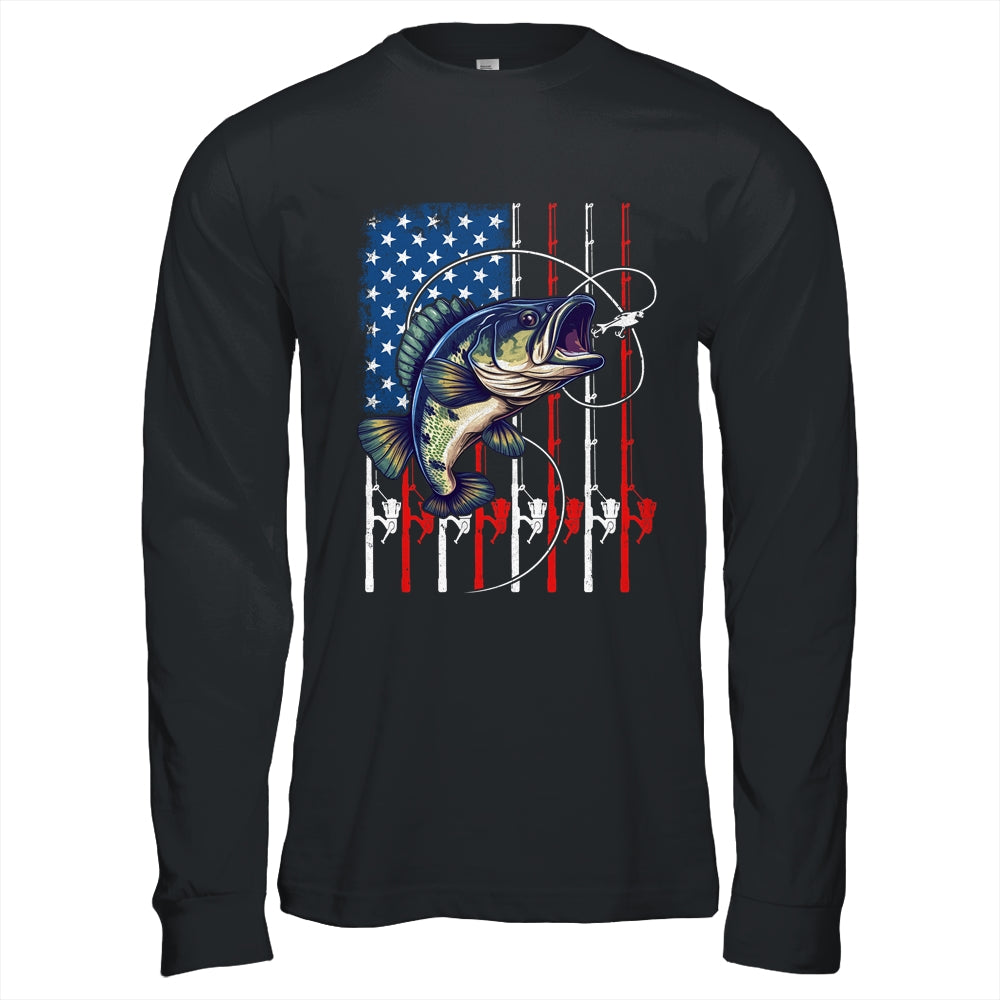 Fishing Art For Men Women American Flag USA Fishing Lover Shirt & Hoodie | teecentury