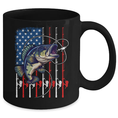 Fishing Art For Men Women American Flag USA Fishing Lover Mug | teecentury