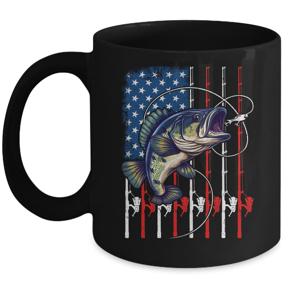 Fishing Art For Men Women American Flag USA Fishing Lover Mug | teecentury