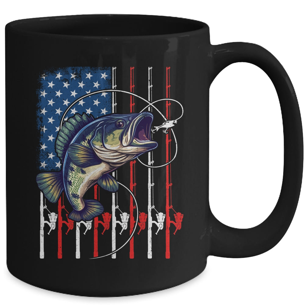 Fishing Art For Men Women American Flag USA Fishing Lover Mug | teecentury