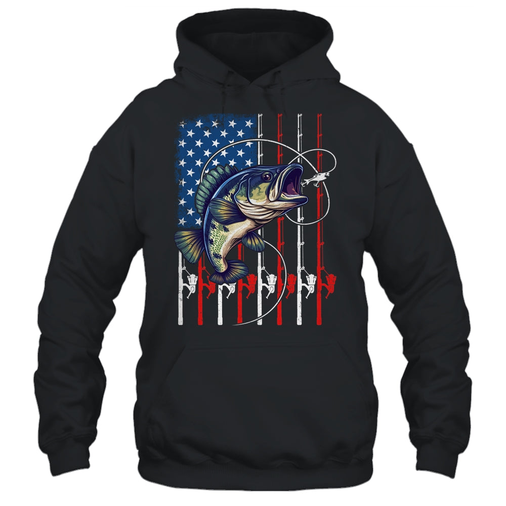 Fishing Art For Men Women American Flag USA Fishing Lover Shirt & Hoodie | teecentury