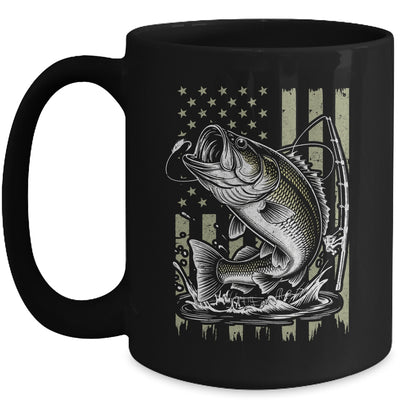 Fishing Camo Bass Fish American Flag Boy Men Fisherman Mug | teecentury