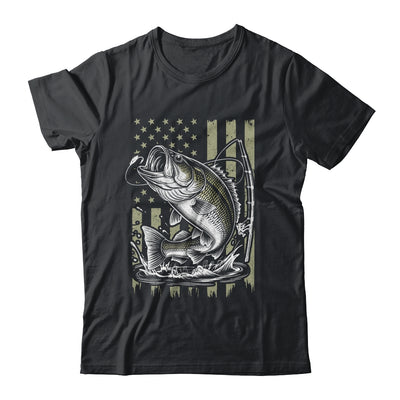 Fishing Camo Bass Fish American Flag Boy Men Fisherman Shirt & Hoodie | teecentury