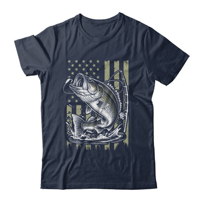 Fishing Camo Bass Fish American Flag Boy Men Fisherman Shirt & Hoodie | teecentury