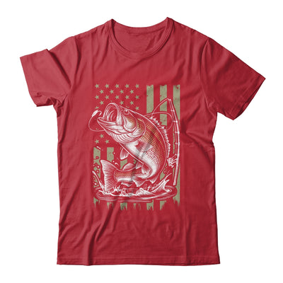 Fishing Camo Bass Fish American Flag Boy Men Fisherman Shirt & Hoodie | teecentury
