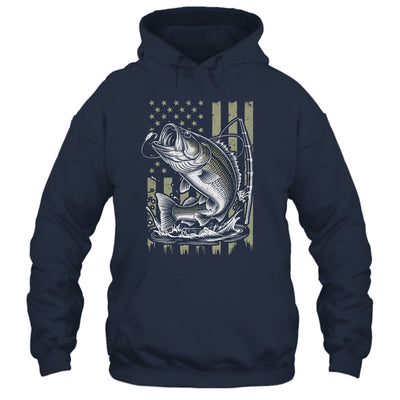 Fishing Camo Bass Fish American Flag Boy Men Fisherman Shirt & Hoodie | teecentury