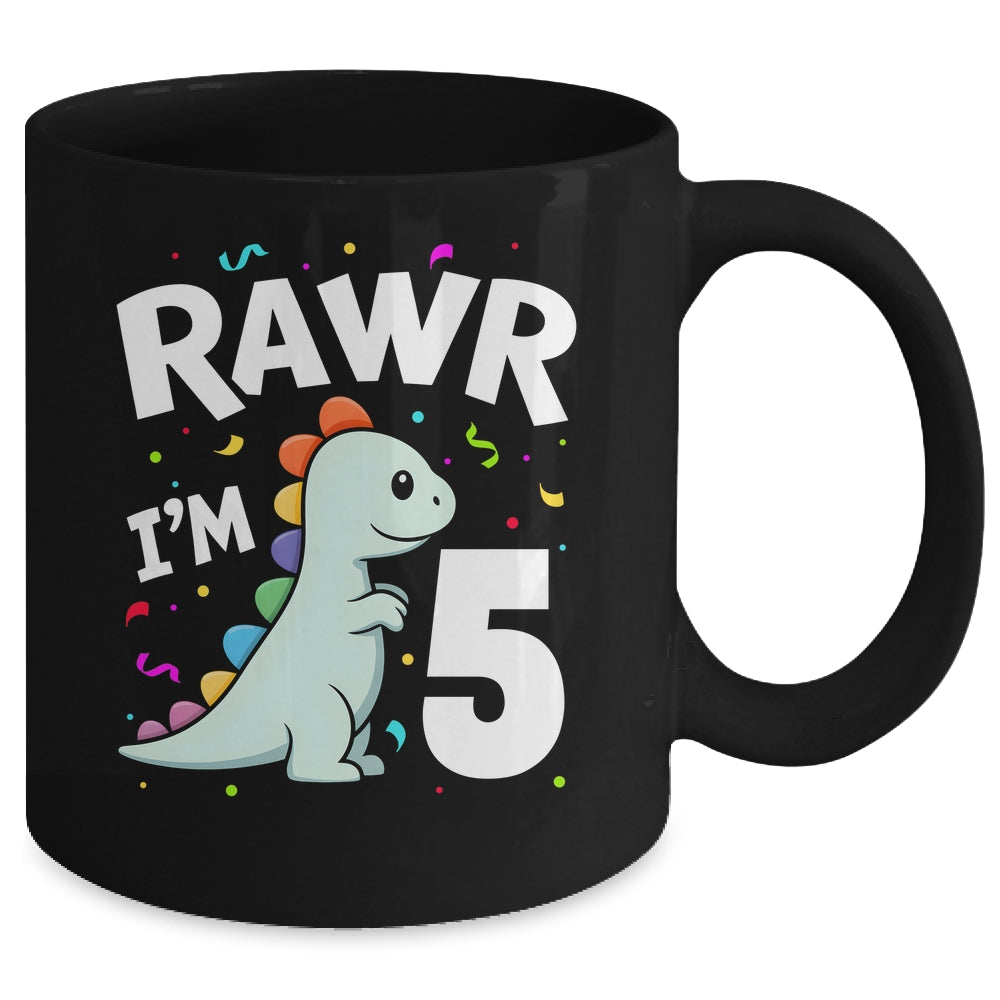 Five Rawr I'm 5 Years Old T Rex Dinosaur 5th Birthday Boys Mug | teecentury