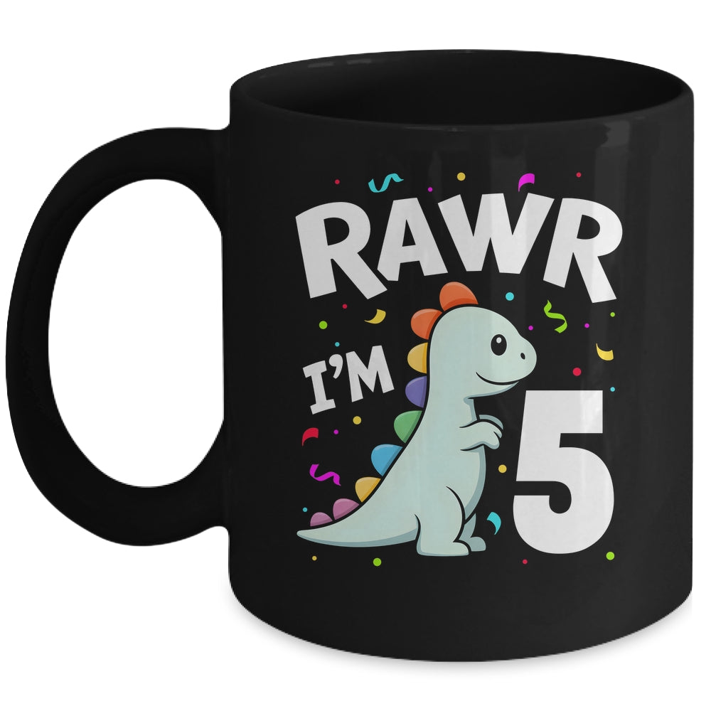 Five Rawr I'm 5 Years Old T Rex Dinosaur 5th Birthday Boys Mug | teecentury