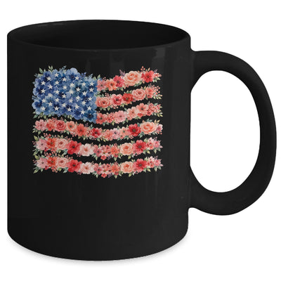 Floral American Flag Flowers Wildflowers 4Th Of July Mug | teecentury