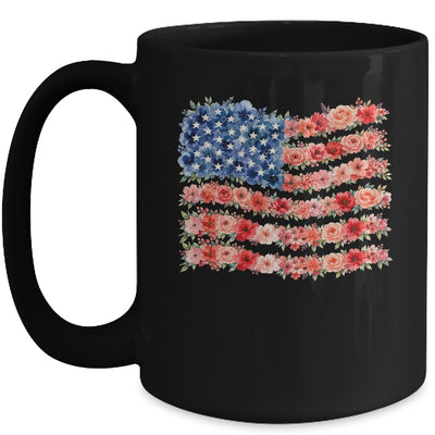 Floral American Flag Flowers Wildflowers 4Th Of July Mug | teecentury