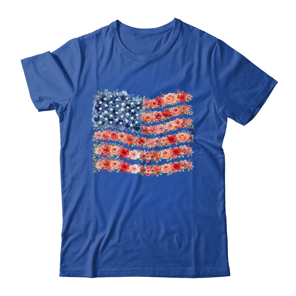 Floral American Flag Flowers Wildflowers 4Th Of July Shirt & Tank Top | teecentury