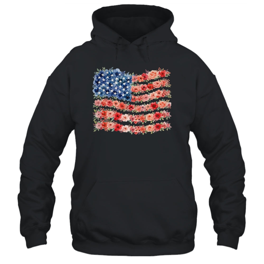 Floral American Flag Flowers Wildflowers 4Th Of July Shirt & Tank Top | teecentury