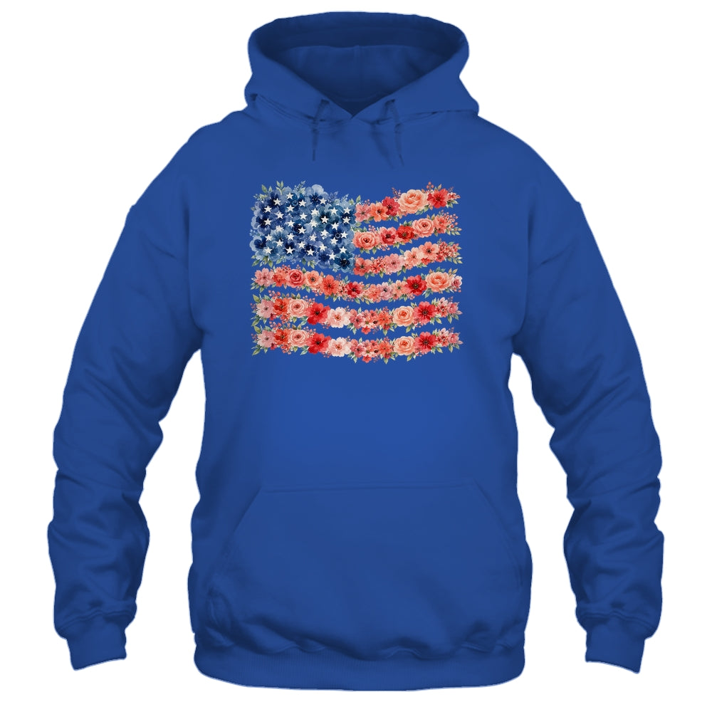 Floral American Flag Flowers Wildflowers 4Th Of July Shirt & Tank Top | teecentury