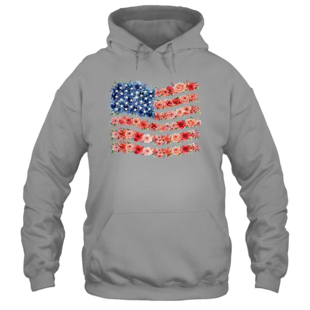 Floral American Flag Flowers Wildflowers 4Th Of July Shirt & Tank Top | teecentury