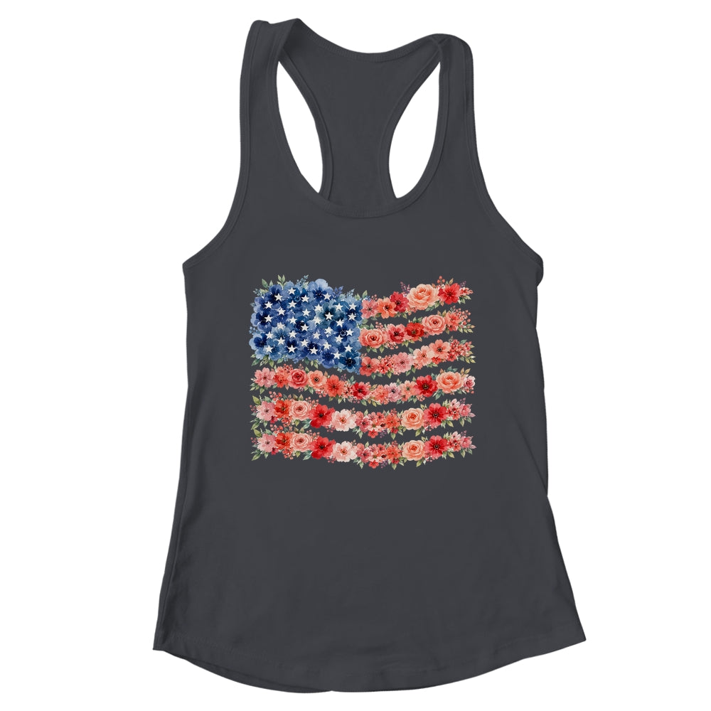 Floral American Flag Flowers Wildflowers 4Th Of July Shirt & Tank Top | teecentury