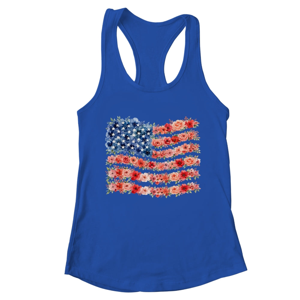 Floral American Flag Flowers Wildflowers 4Th Of July Shirt & Tank Top | teecentury