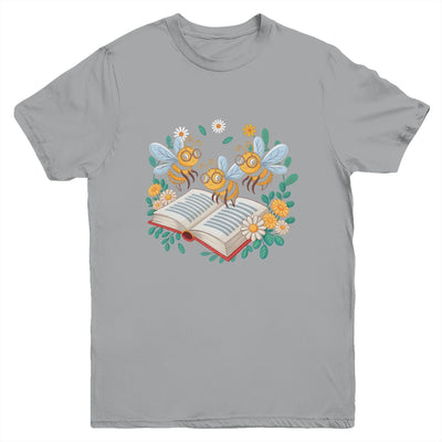 Floral Bee Reading Book Wildflower Bookish Librarian Bookworm Youth Shirt | teecentury