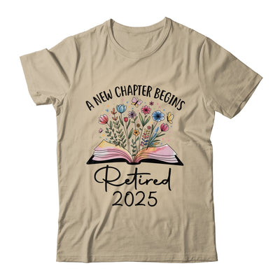 Floral Book A New Chapter Begins Retired 2025 Teacher Retirement Shirt & Tank Top | teecentury