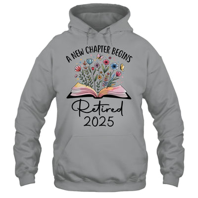 Floral Book A New Chapter Begins Retired 2025 Teacher Retirement Shirt & Tank Top | teecentury