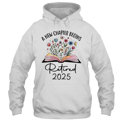 Floral Book A New Chapter Begins Retired 2025 Teacher Retirement Shirt & Tank Top | teecentury