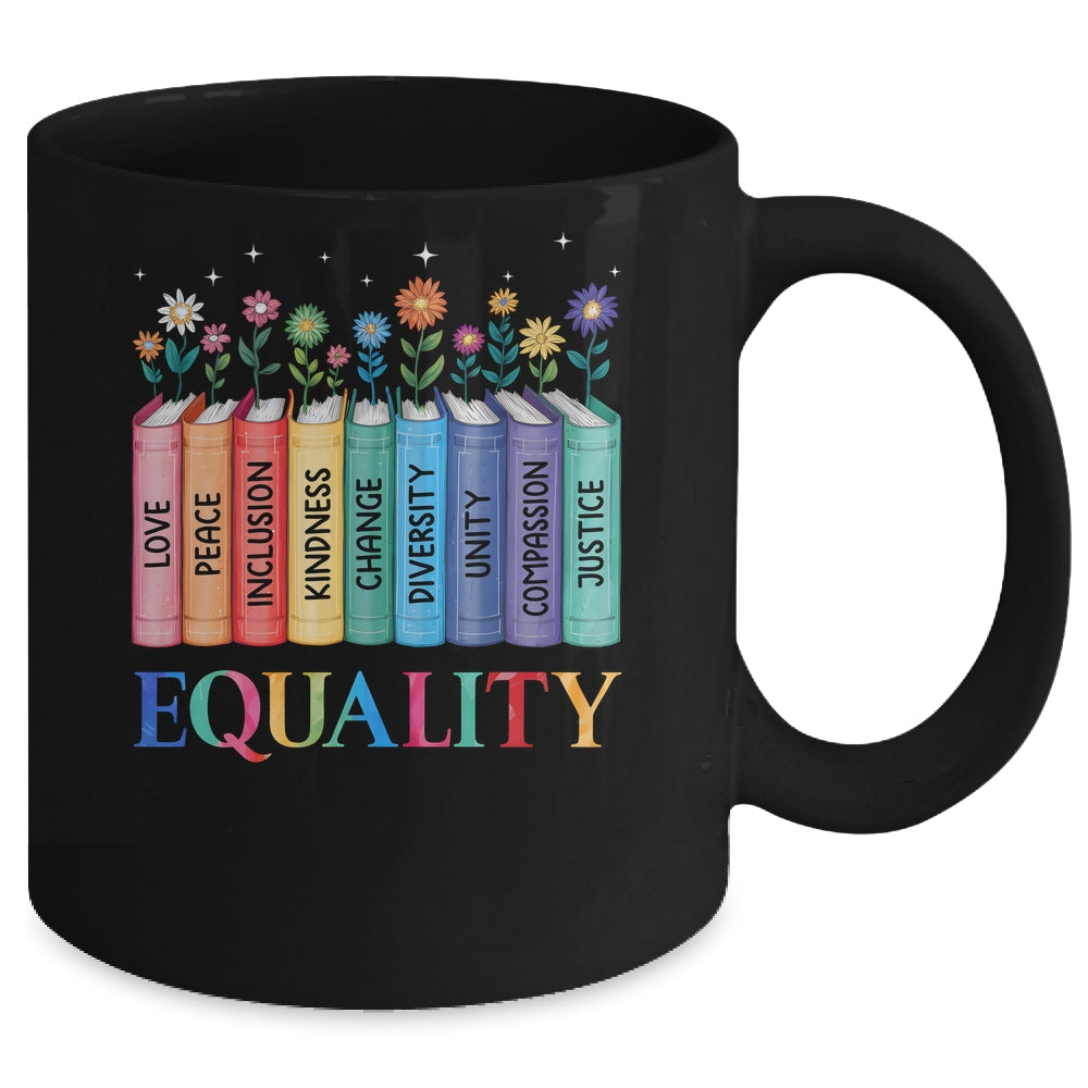 Floral Book Equality Human Rights Social Justice Peace Love Mug | teecentury