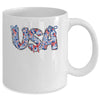 Floral Coquette USA Retro America 4th Of July Patriotic Girl Mug | teecentury