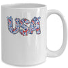 Floral Coquette USA Retro America 4th Of July Patriotic Girl Mug | teecentury