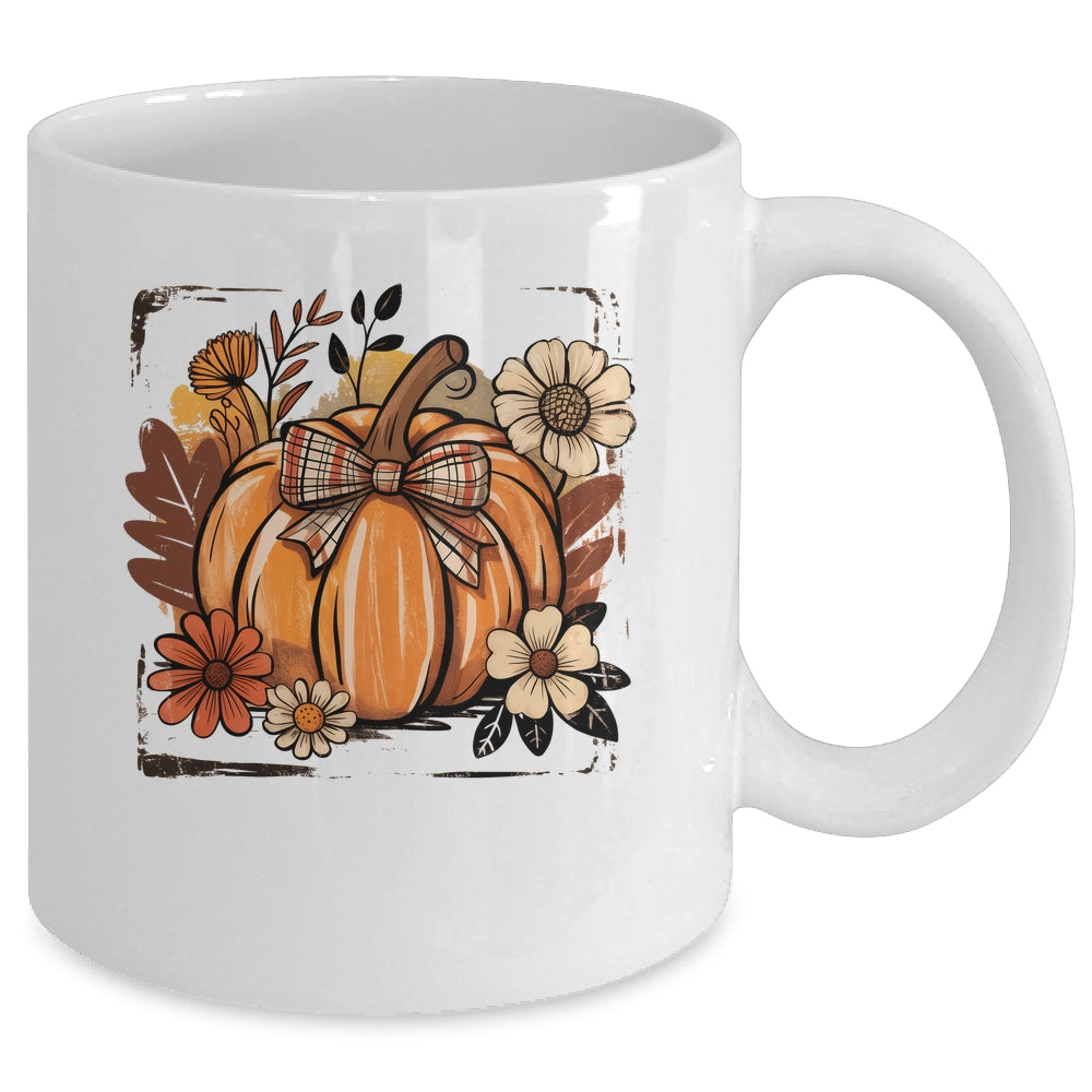 Floral Fall Pumpki Boho Pumpkin Coquette Vintage Autumn Mug | teecentury