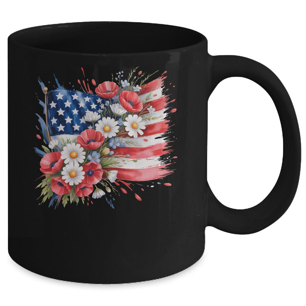 Floral Flag American Flag 4th Of July America Patriotic Mug | teecentury