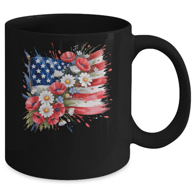Floral Flag American Flag 4th Of July America Patriotic Mug | teecentury
