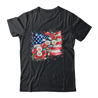Floral Flag American Flag 4th Of July America Patriotic Shirt & Tank Top | teecentury