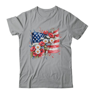 Floral Flag American Flag 4th Of July America Patriotic Shirt & Tank Top | teecentury