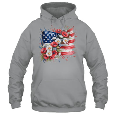 Floral Flag American Flag 4th Of July America Patriotic Shirt & Tank Top | teecentury